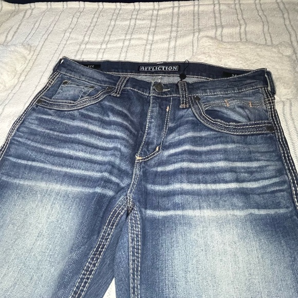 Affliction Dark Blue Denim Jeans - Picture 6 of 13